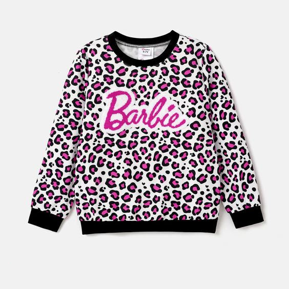 custom BA hot pink leopard long sleeve girls top