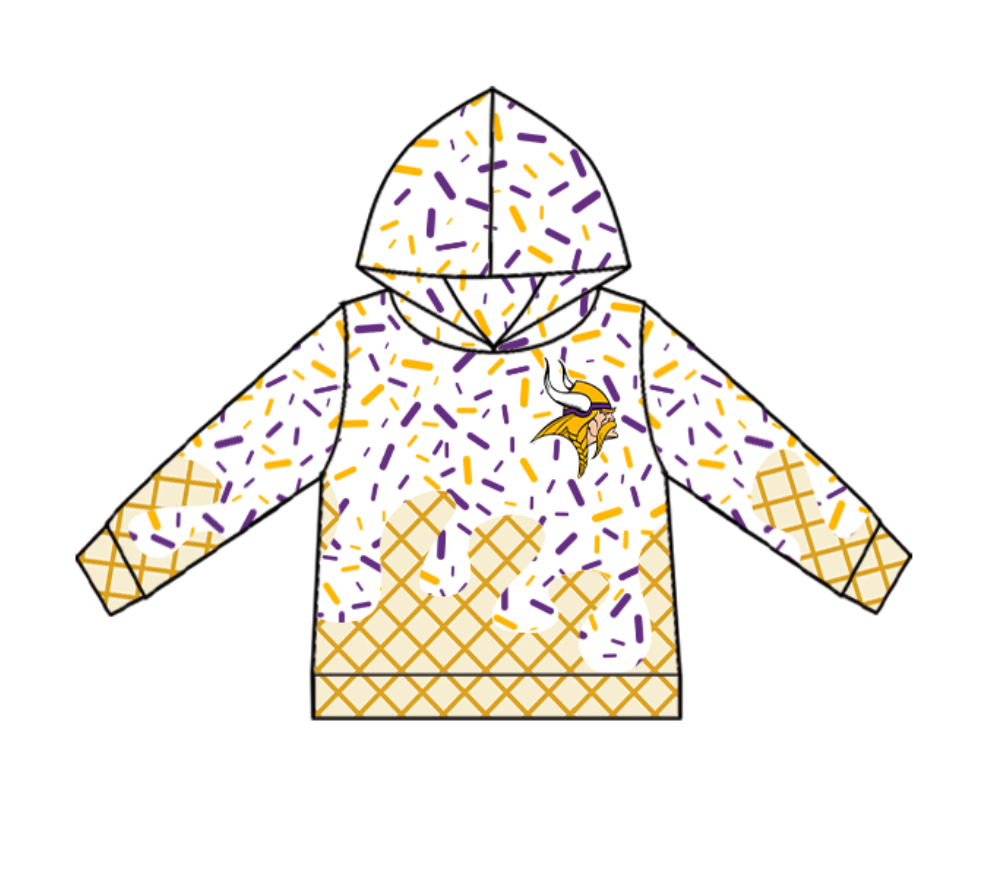 custom moq 3 football team purple yellow long sleeve hoodie boys top