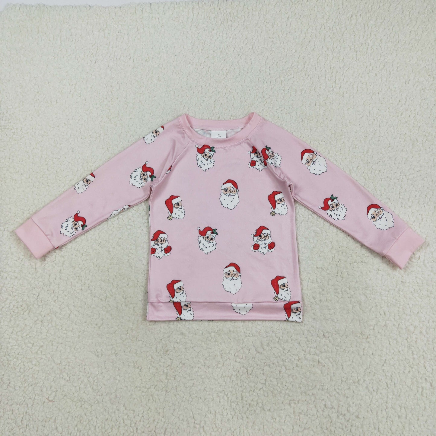 GT1111 Christmas Santa pink long sleeve girls top