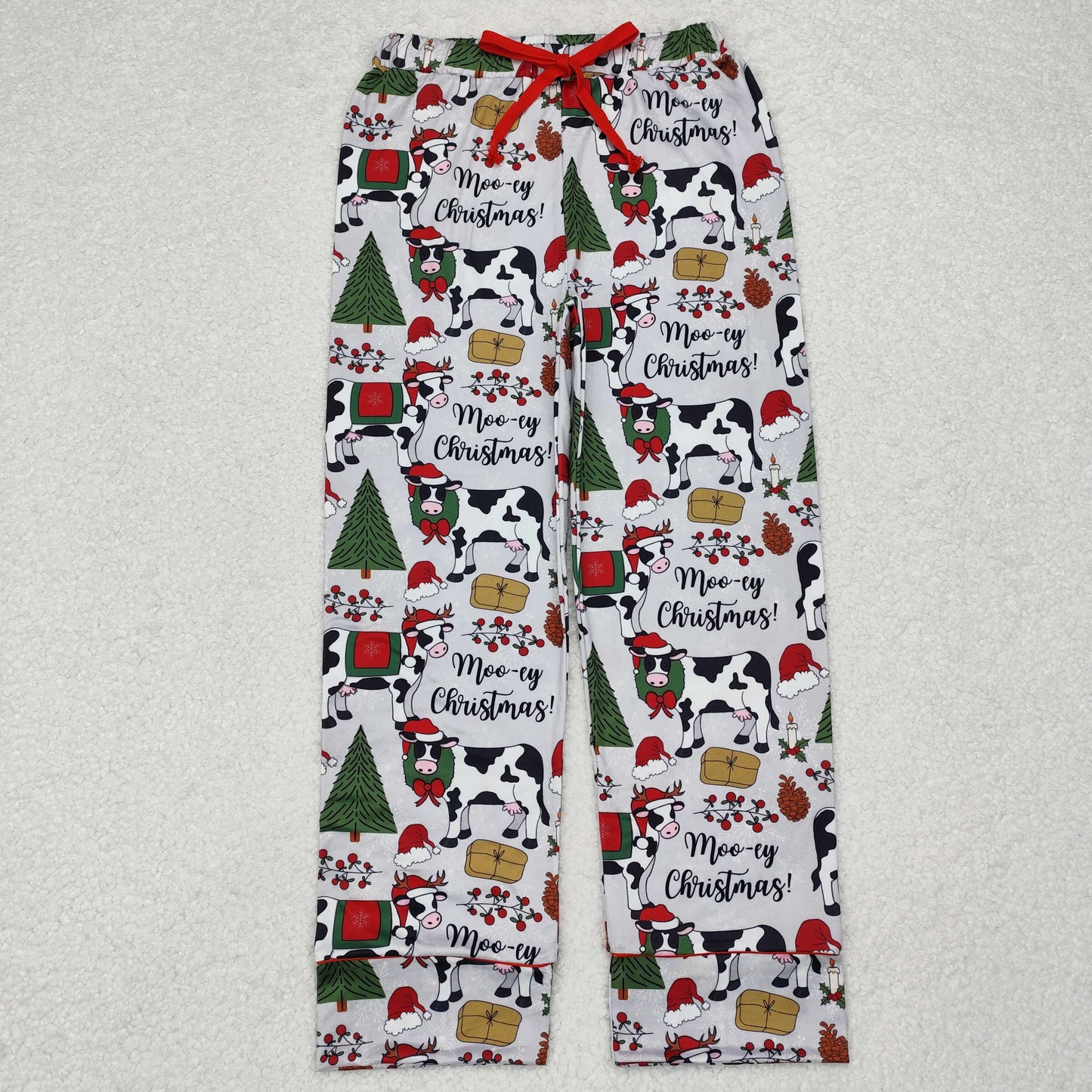 P0492 Christmas Farm cow tree adult pants