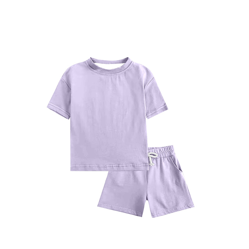 custom light purple short sleeve shorts boys set