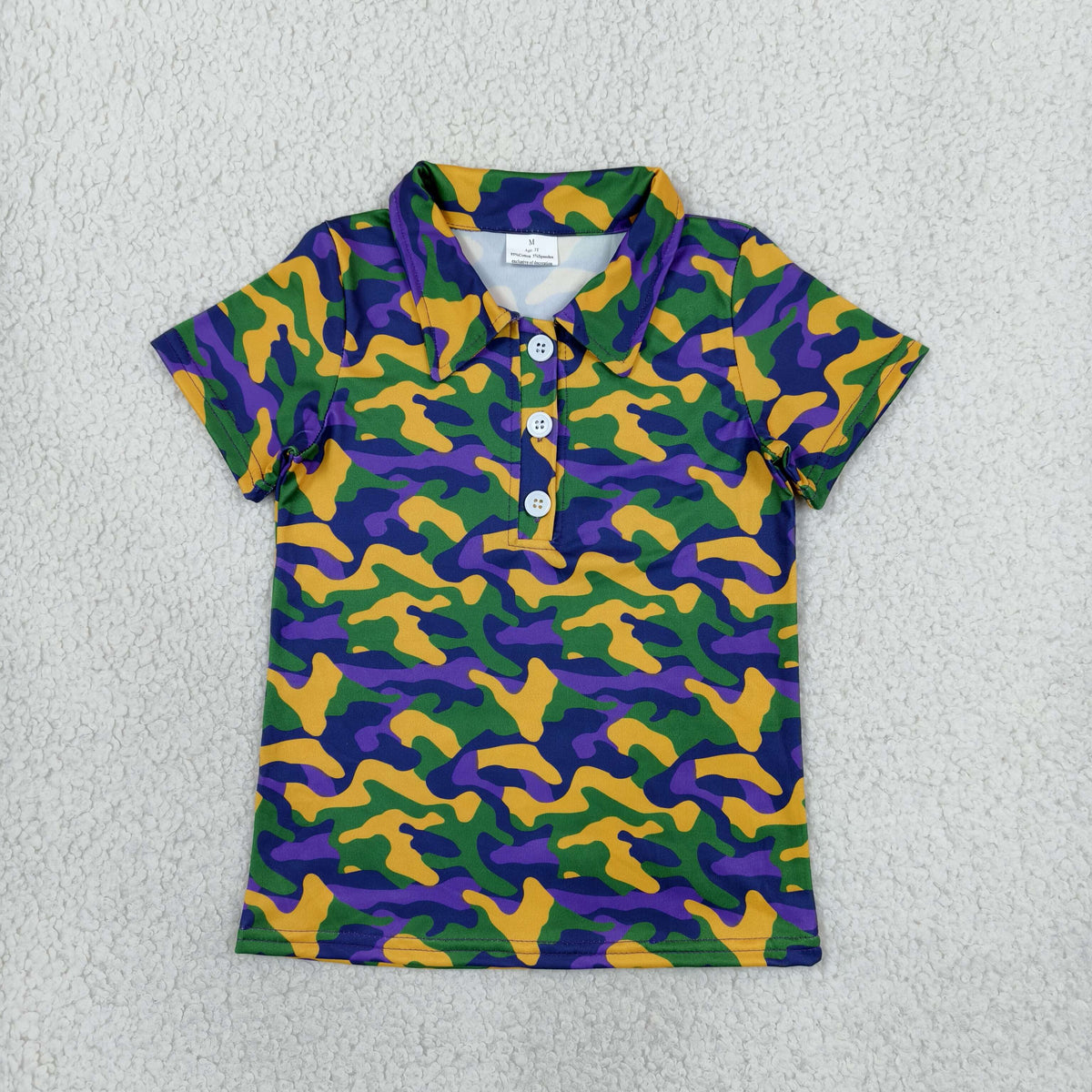 BT1958 Mardi Gras Camo Short Sleeve Boys Top