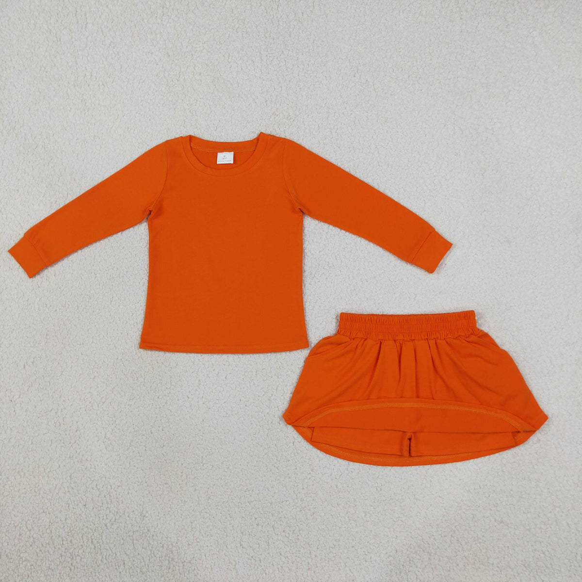 GLD1696 Orange Sweatshirt Long Sleeve Skorts Girls Set