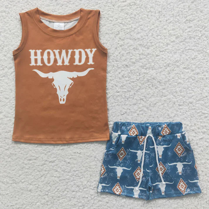 smile/Western cowboy boys set Sibling Clothes RTS