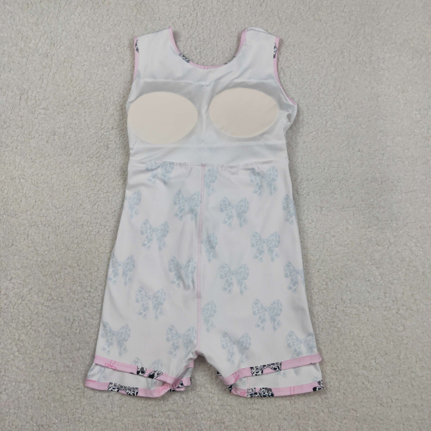 GSD1853 yoga Cow Print Bows Pink Bows Twirl Bow With Shorts Girls Dress