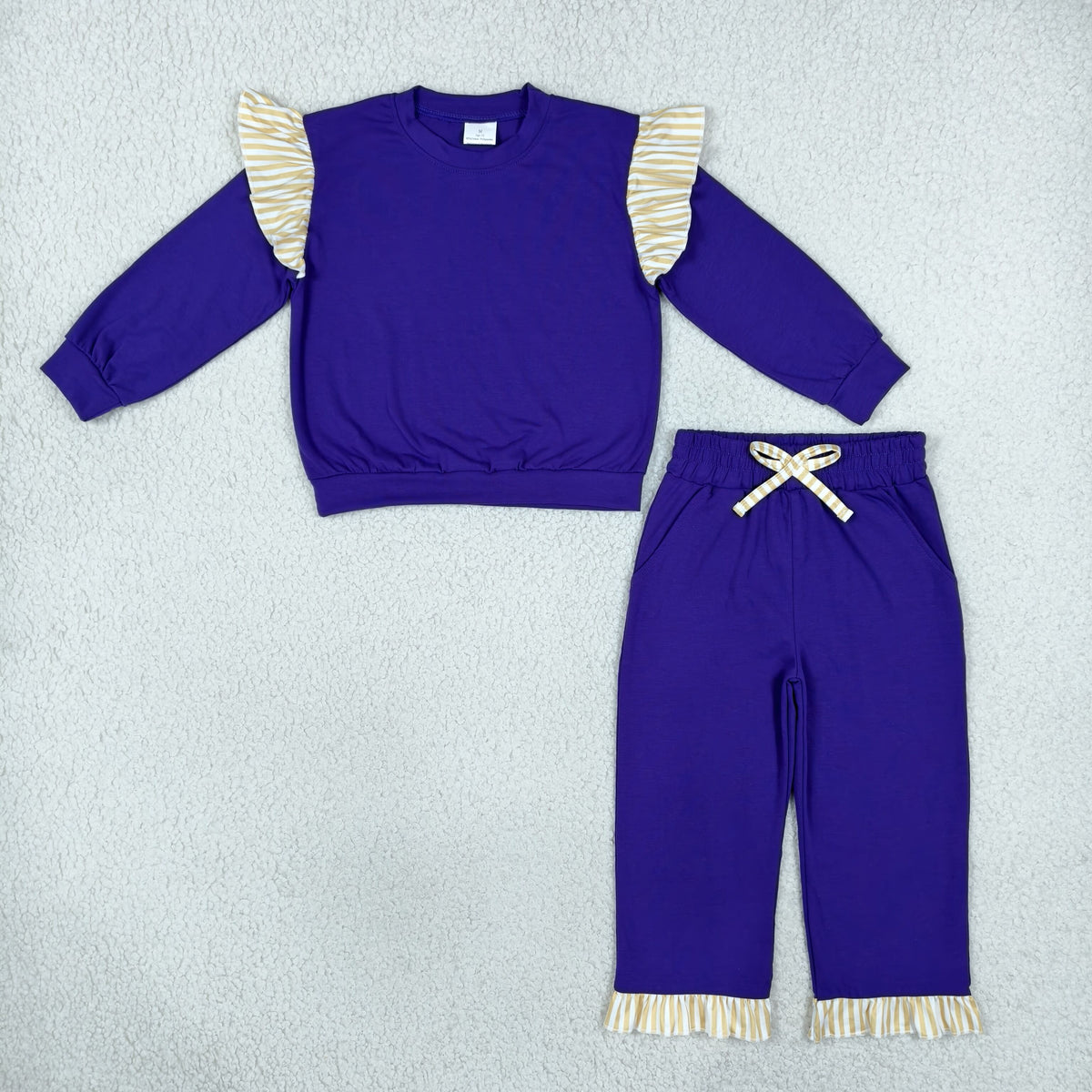 GLP3699 Cotton Purple Long Sleeve Pants Girls Set