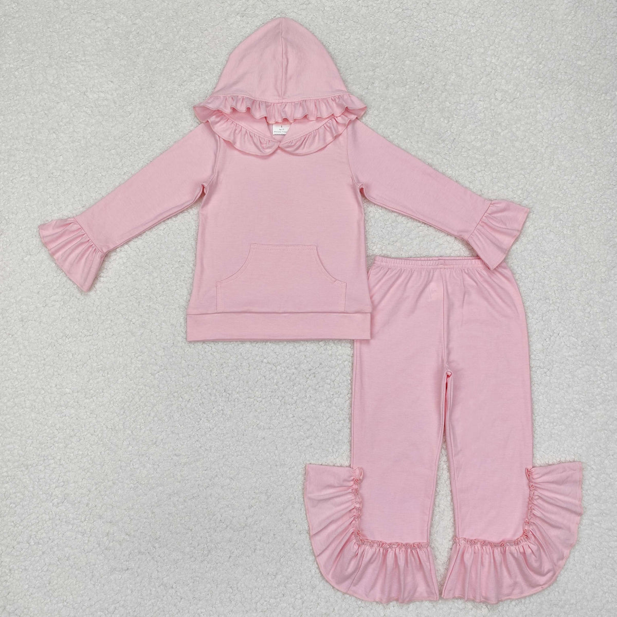 GLP2059 light pink pocket long sleeve hoodie pants girls set