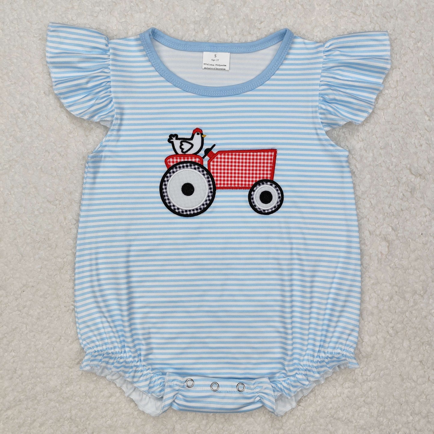 embroidery SR2407 Farm Chick Truck Flutter Short Sleeve Girls Romper