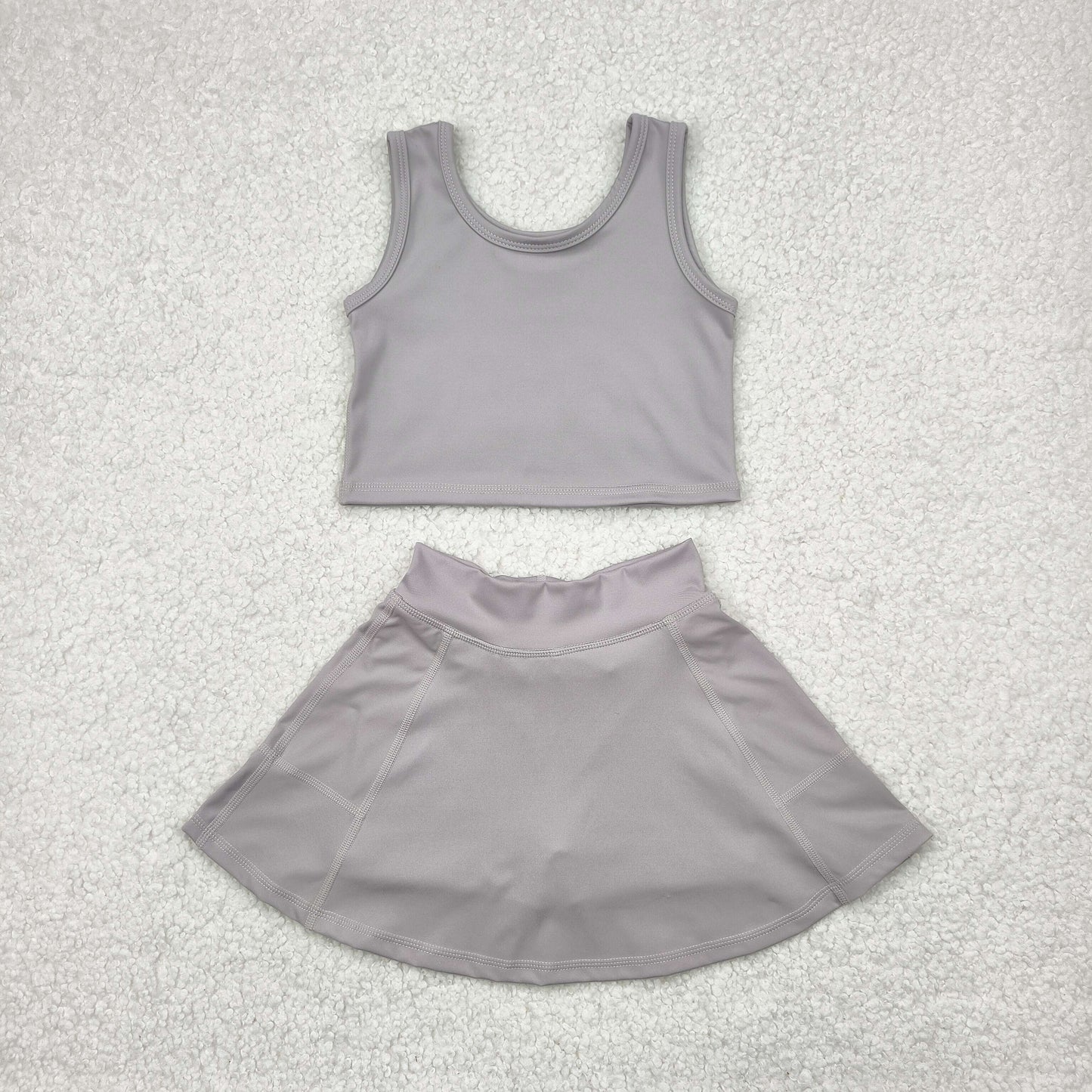 GSD1983 yoga grey vest skirt with shorts girls set