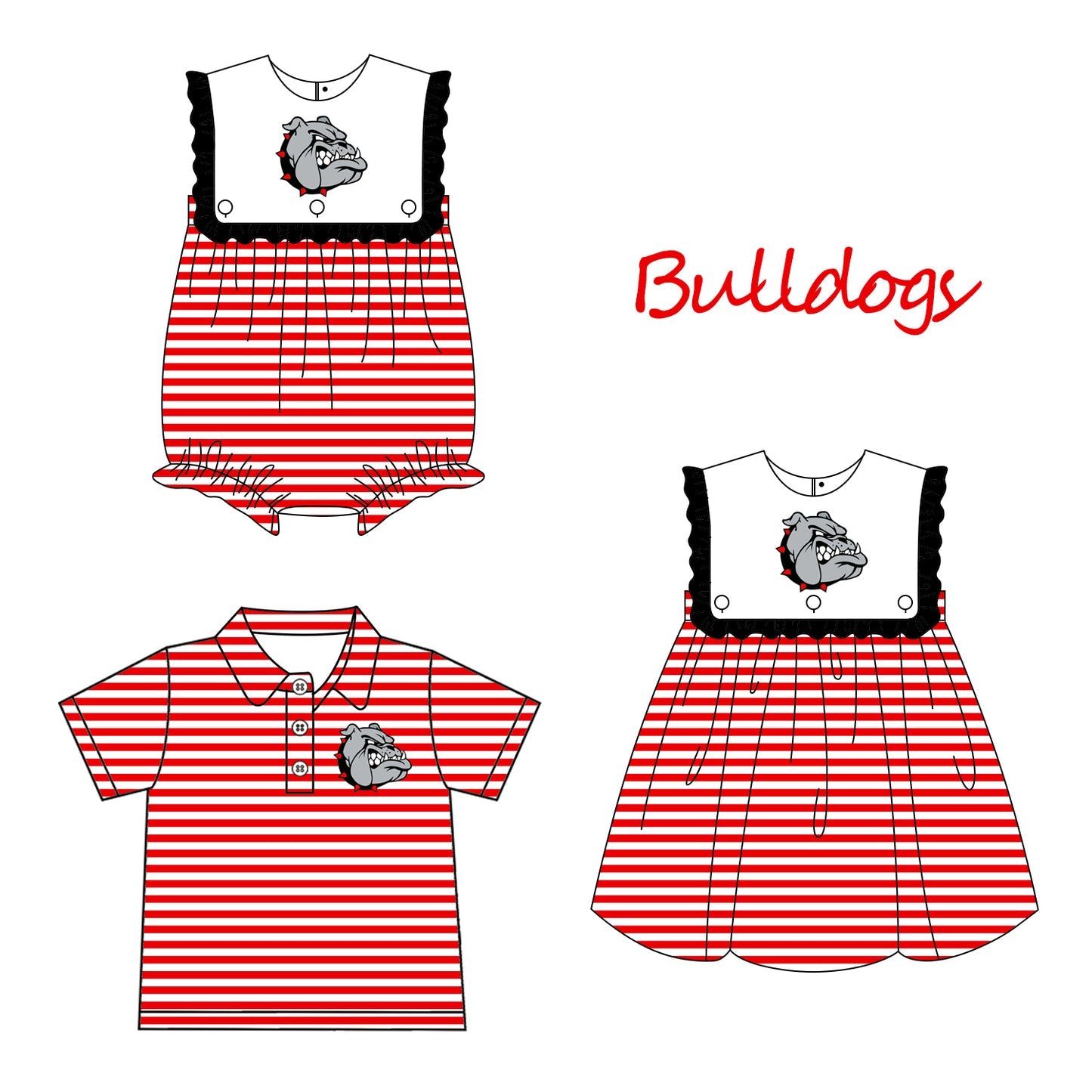 Custom Moq 3 Football Item Bulldogs Sibling Clothes