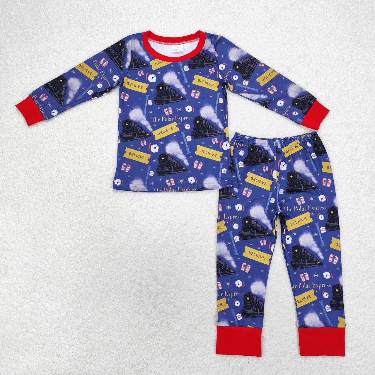 BLP0544 believe train navy blue long sleeve pants boys pajamas