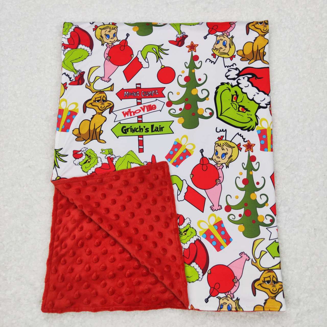 BL0085 Christmas cartoon green face baby blanket