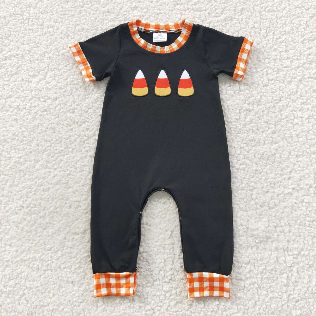 SR0400 Halloween Colorful Sugar Black Short Sleeves Boys Romper