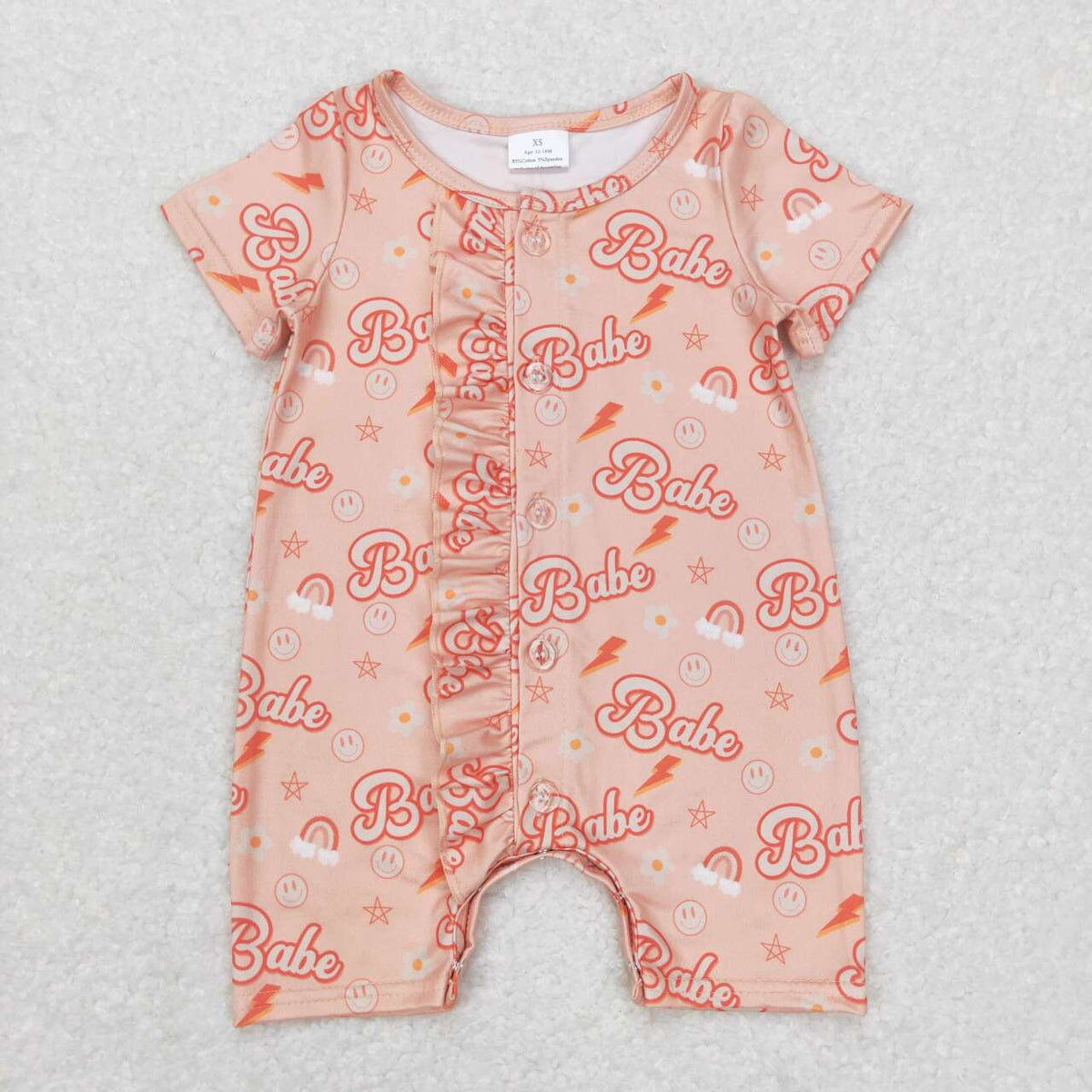 SR0525 Babe smile orange ruffles short sleeve girls romper