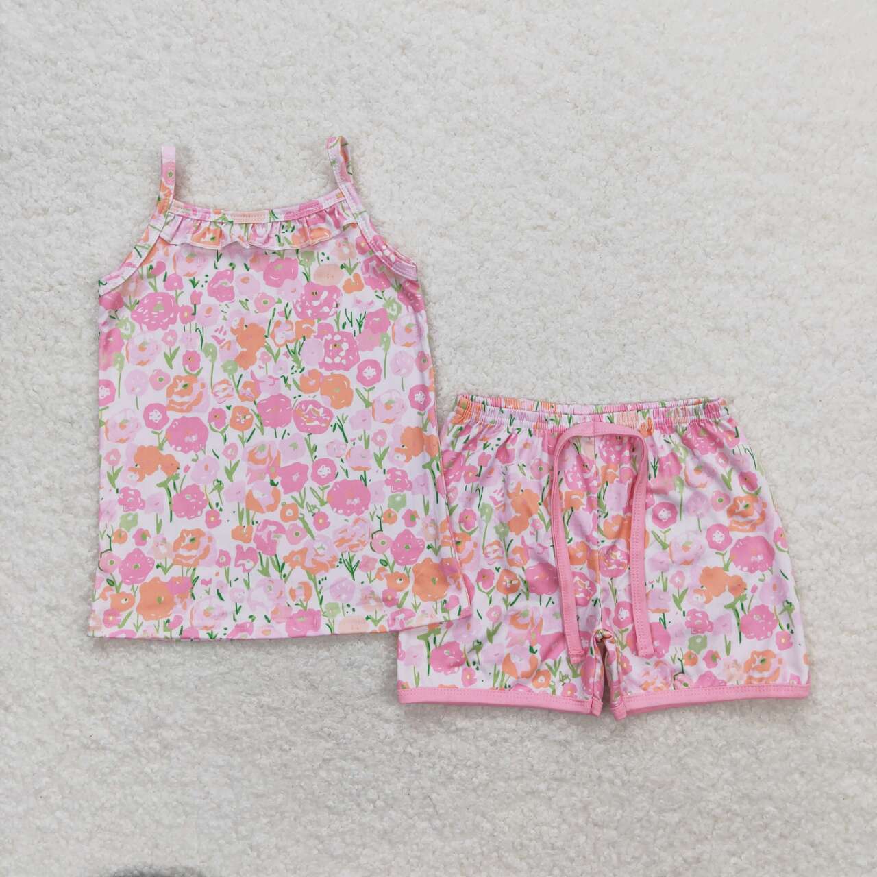 GSSO0868 colorful flowers camisole shorts girls set
