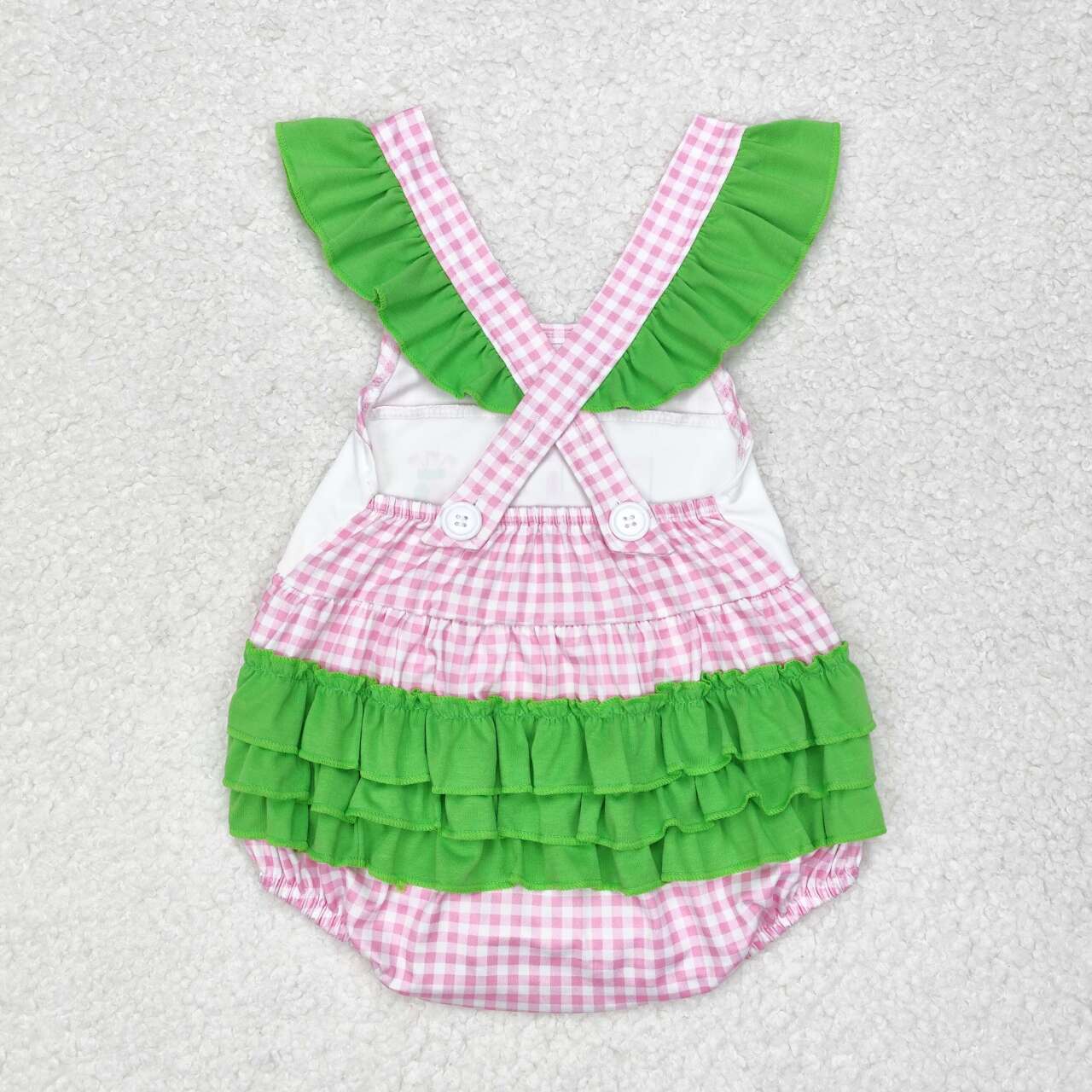 SR1226 golf car pink checkered flutter sleeve girls romper