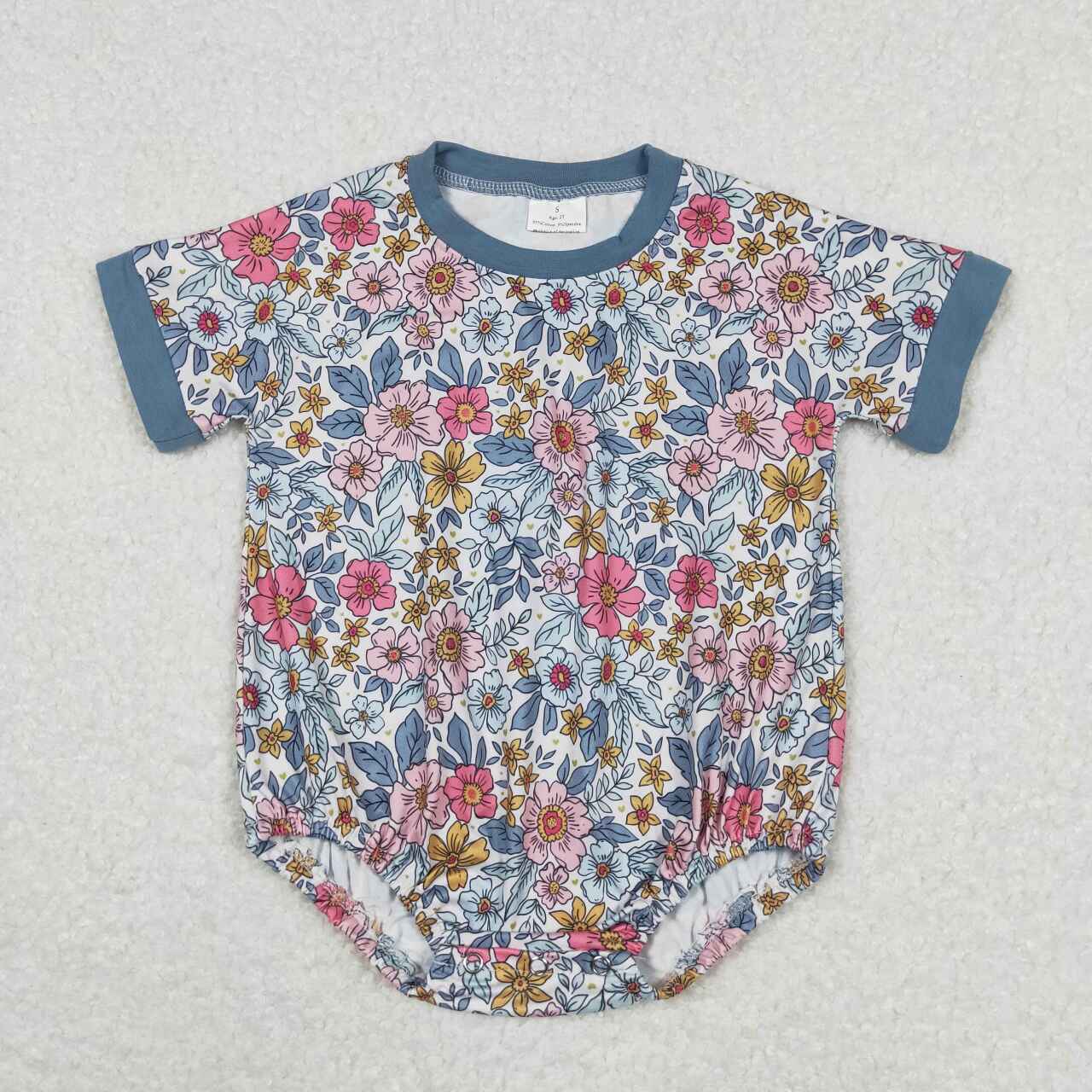 SR1500 multi color flowers short sleeve girls romper