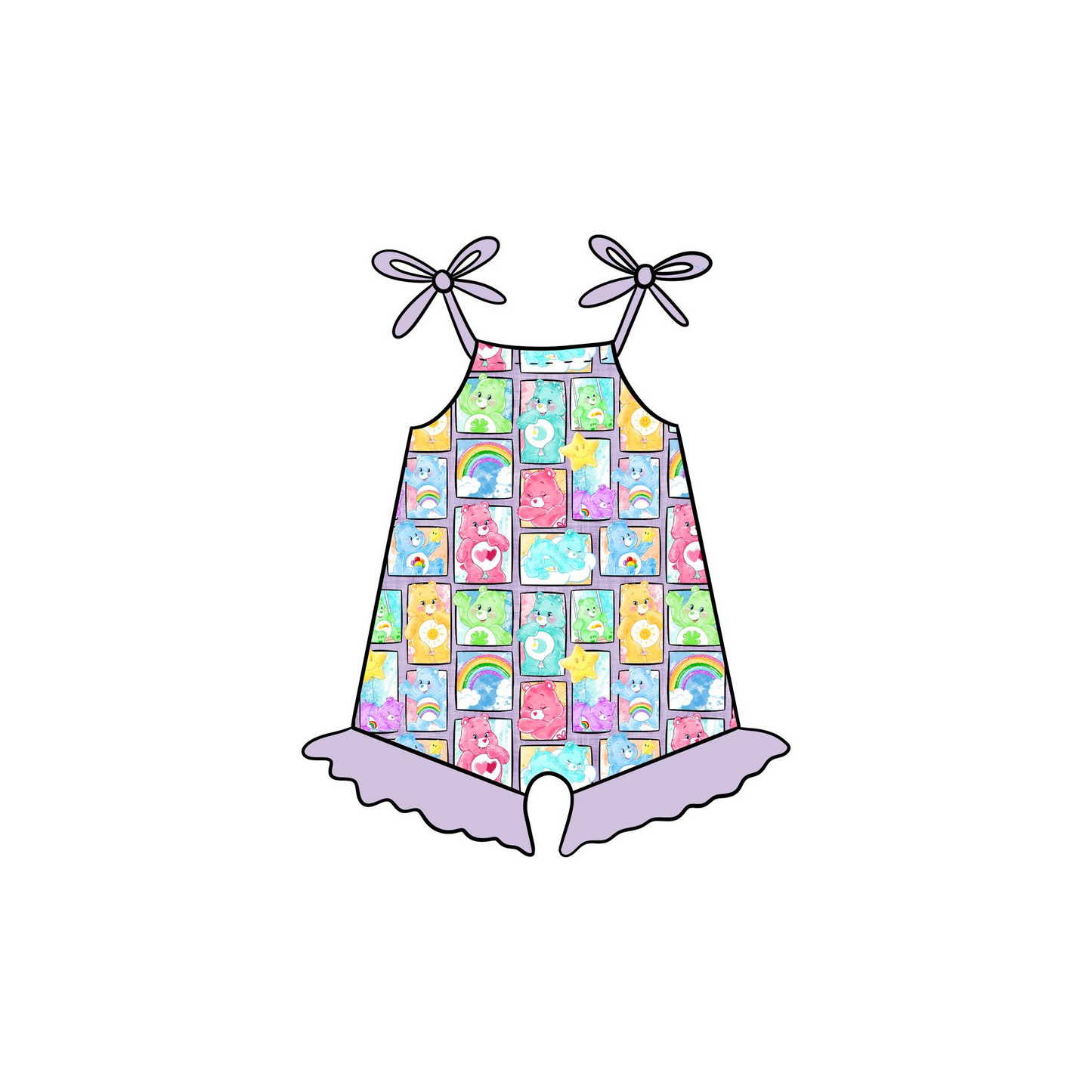 custom rainbow cute heart bear girls jumpsuits