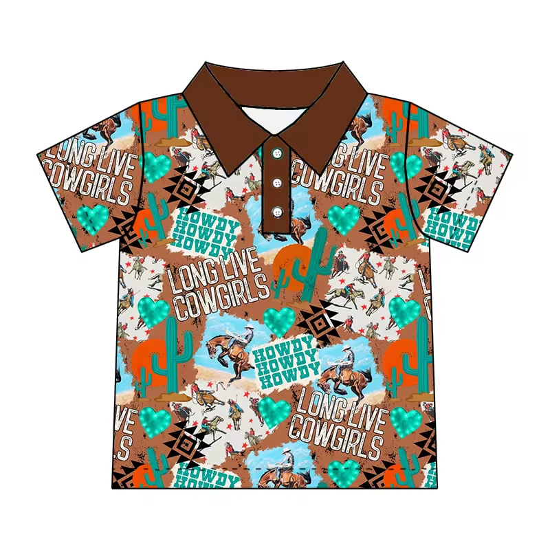 custom style Western howdy cowgirls short sleeve boys top