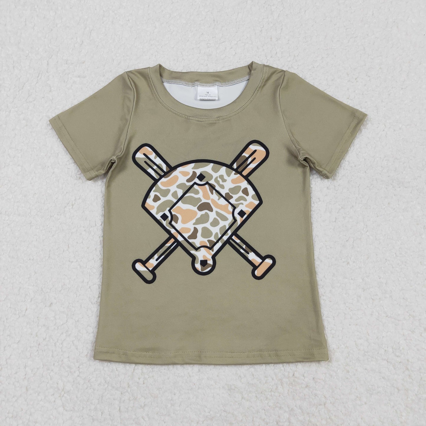 BT1423 hunting baseball camo short sleeve boys top
