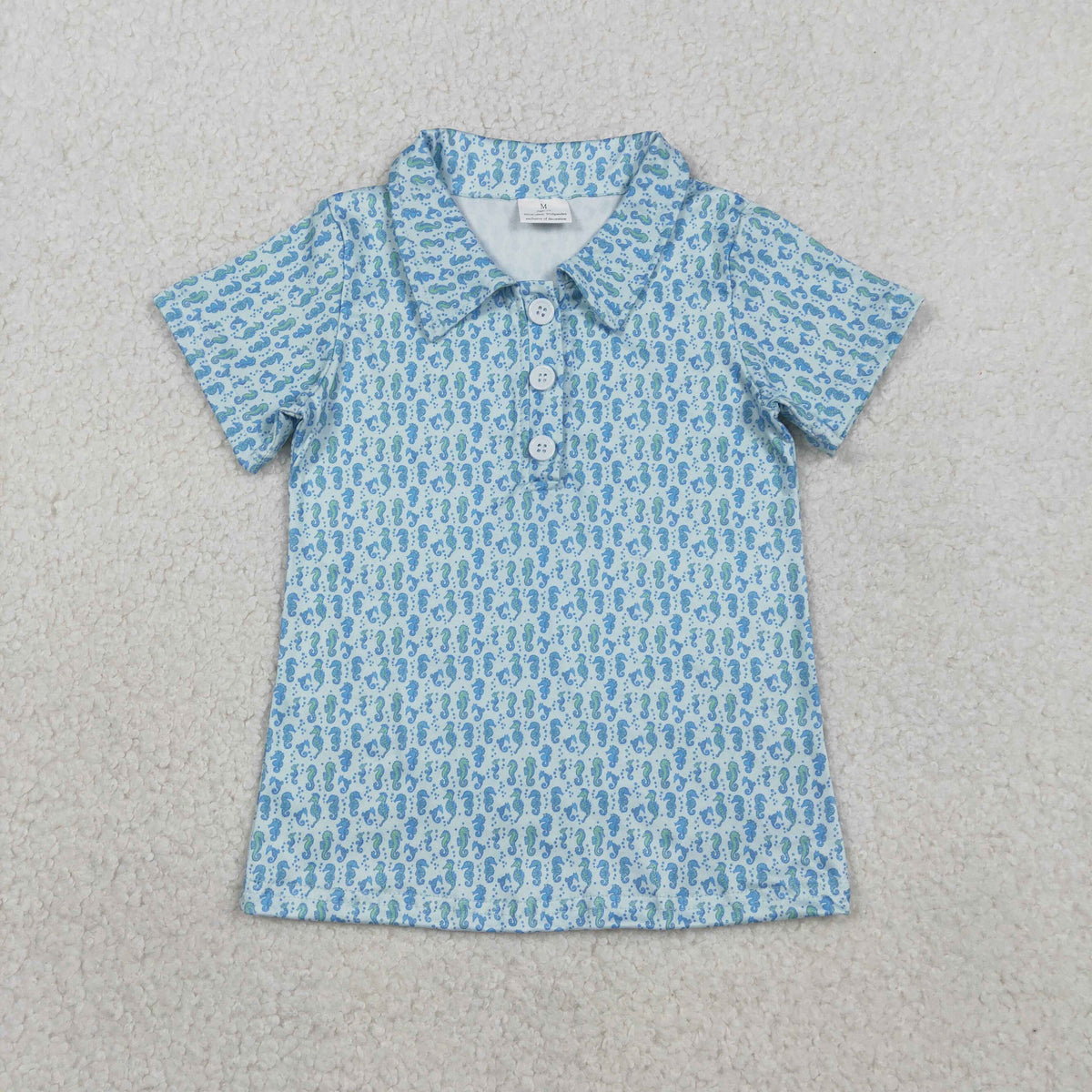 BT1113 blue green seahorse short sleeve boys top