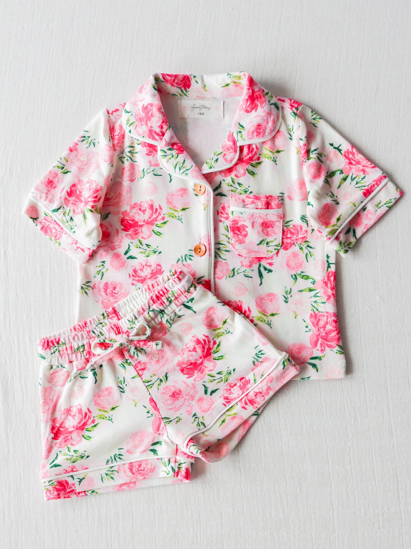 custom pink flowers short sleeve shorts milk silk pajamas (moq 3) tat 6-8 weeks