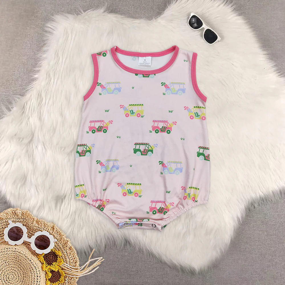 golf car baby romper RTS sibling clothes
