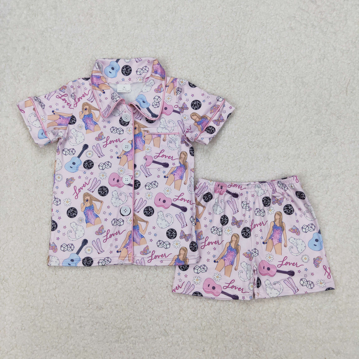GSSO1773 Taylor Country Singer Purple Short Sleeve Shorts Girls Pajamas