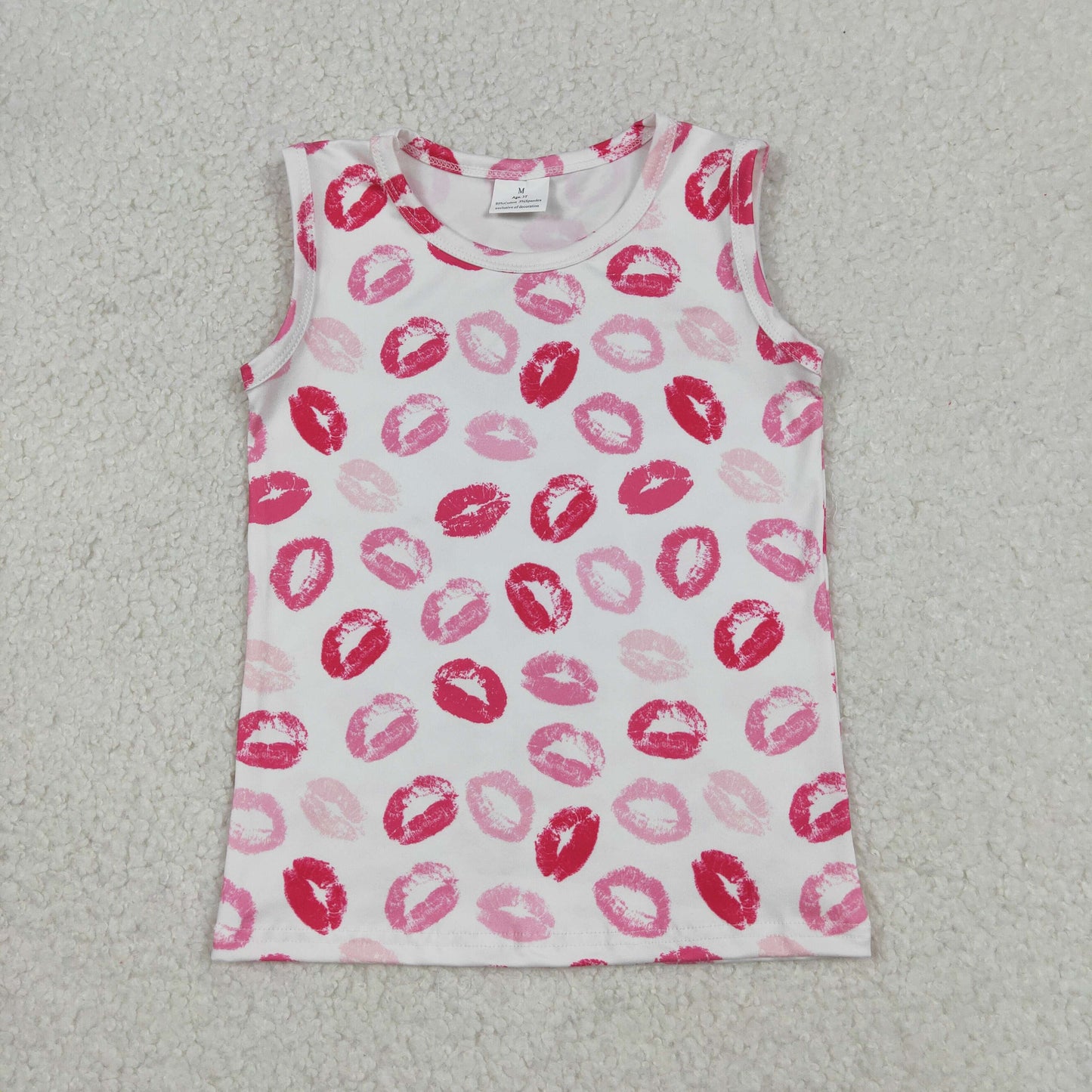 GT1419 Valentine's Day Lips Sleeveless Girls Top