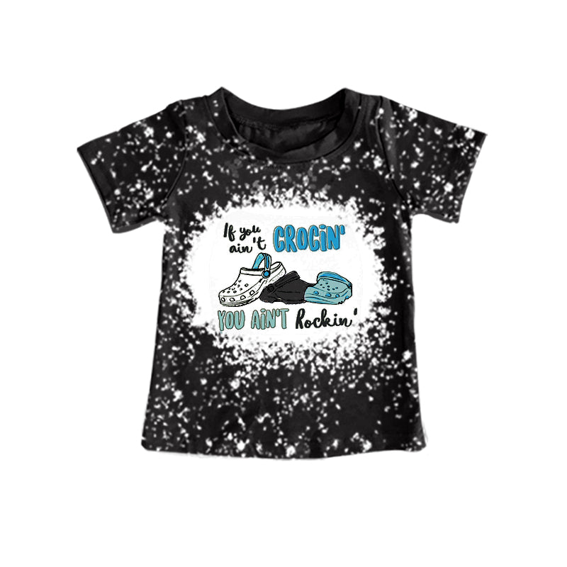 preorder BT0610 You ain't rockin shoe black short sleeve boys top