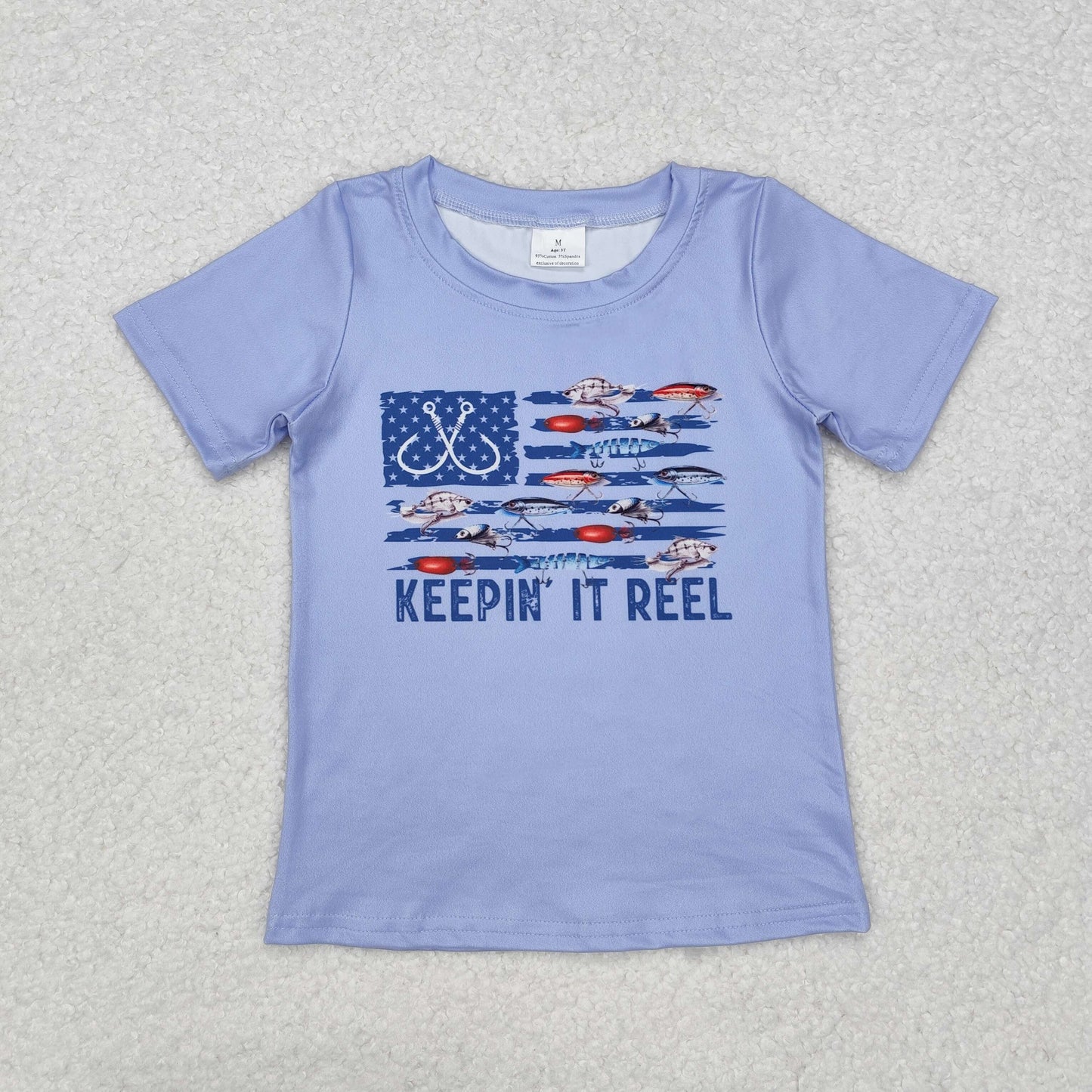 BT0873 fishing keepin it reel blue short sleeve boys top