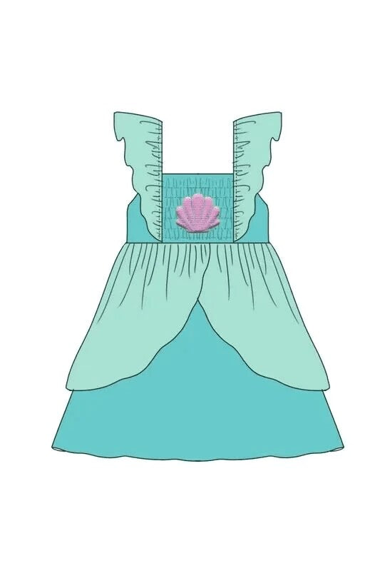 custom S cartoon princess flutter sleeve girls dress