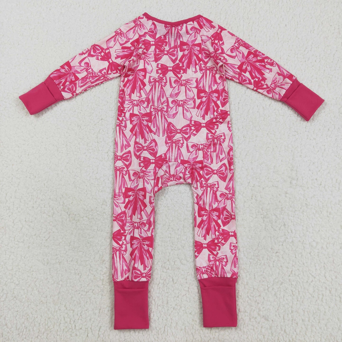 Custom moq 20 bamboo hot pink zipper long sleeve girls romper