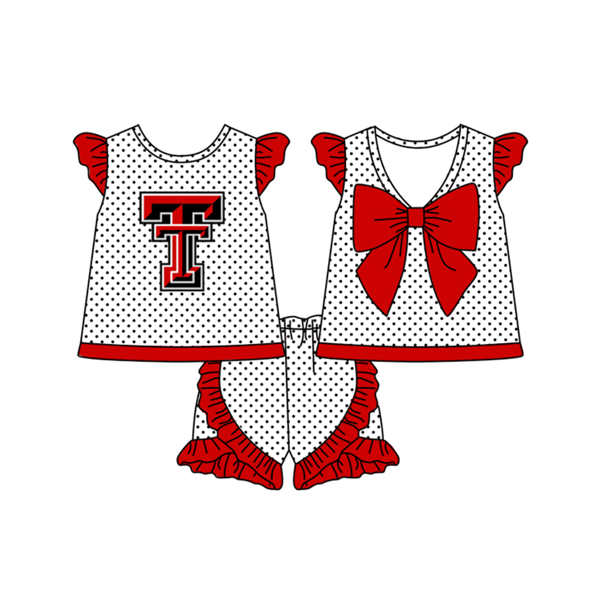 custom S 8.1 Team T red striped short sleeve shorts kids set please order before 14th August