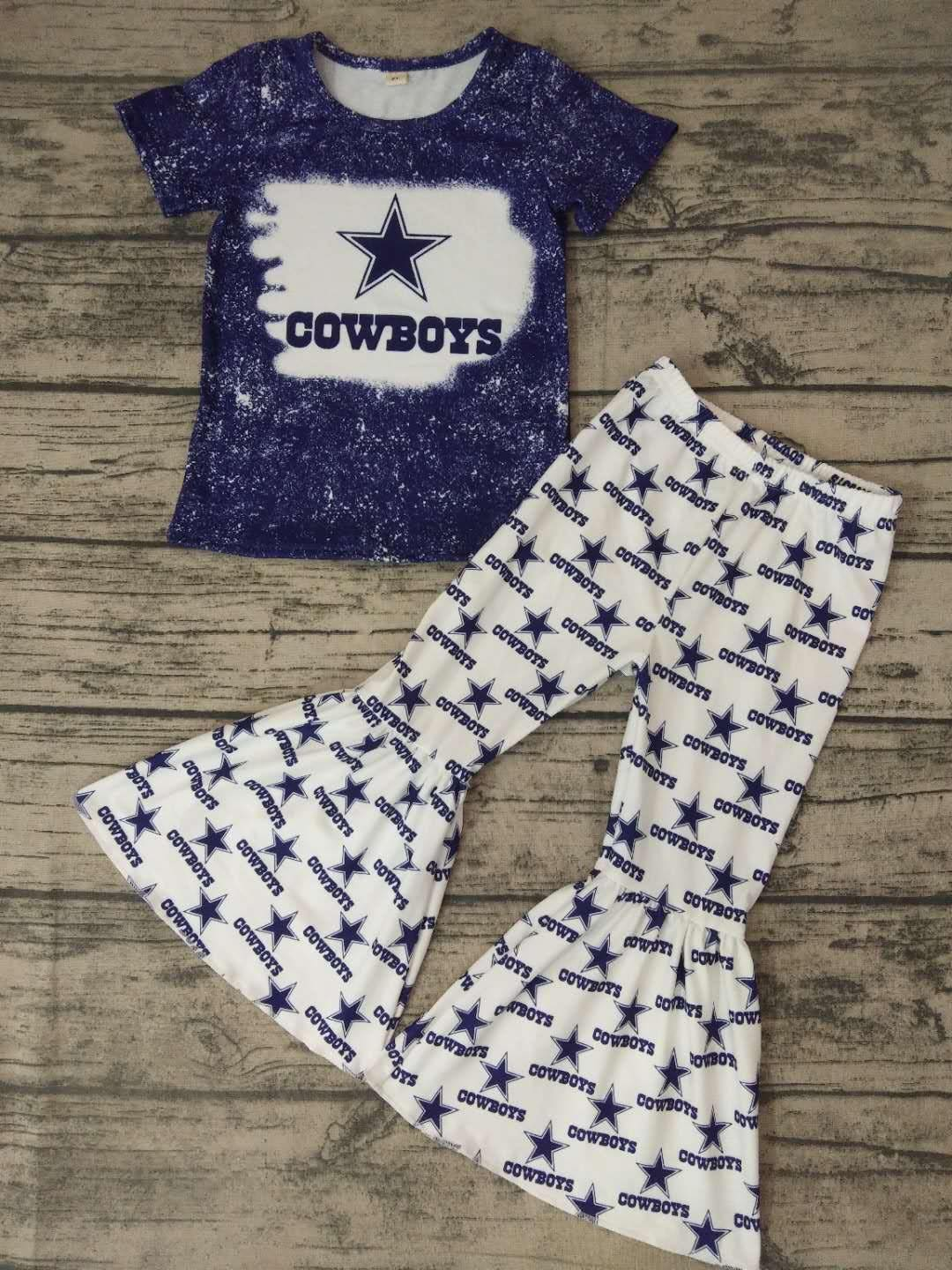 custom S 9.13 Cowboys blue short sleeve pants girls set