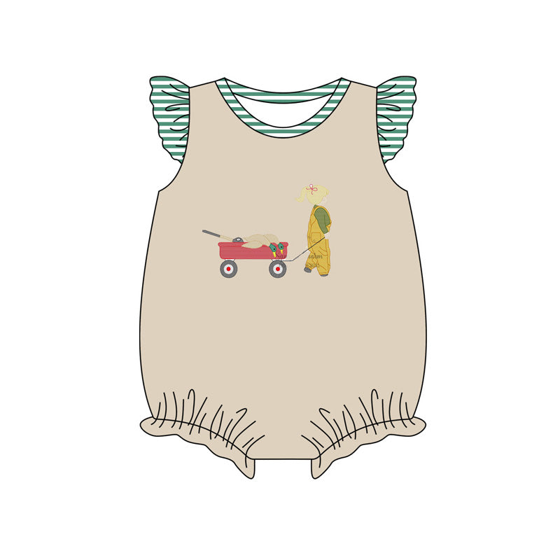 MOQ 3 Custom Hunting Boy Mallard Duck Truck Flutter Sleeve Girls Romper