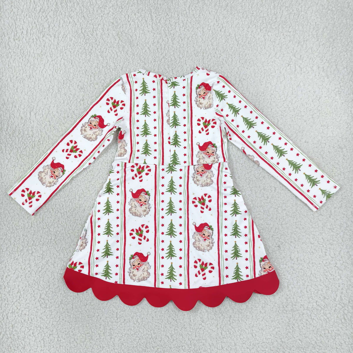 GLD1650 Yoga Christmas Santa Bows Pink Long Sleeve Girls Dress