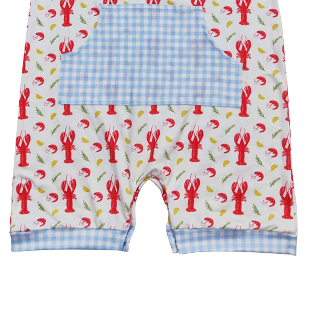 SR1137 Crayfish blue checkered sleeveless boys romper