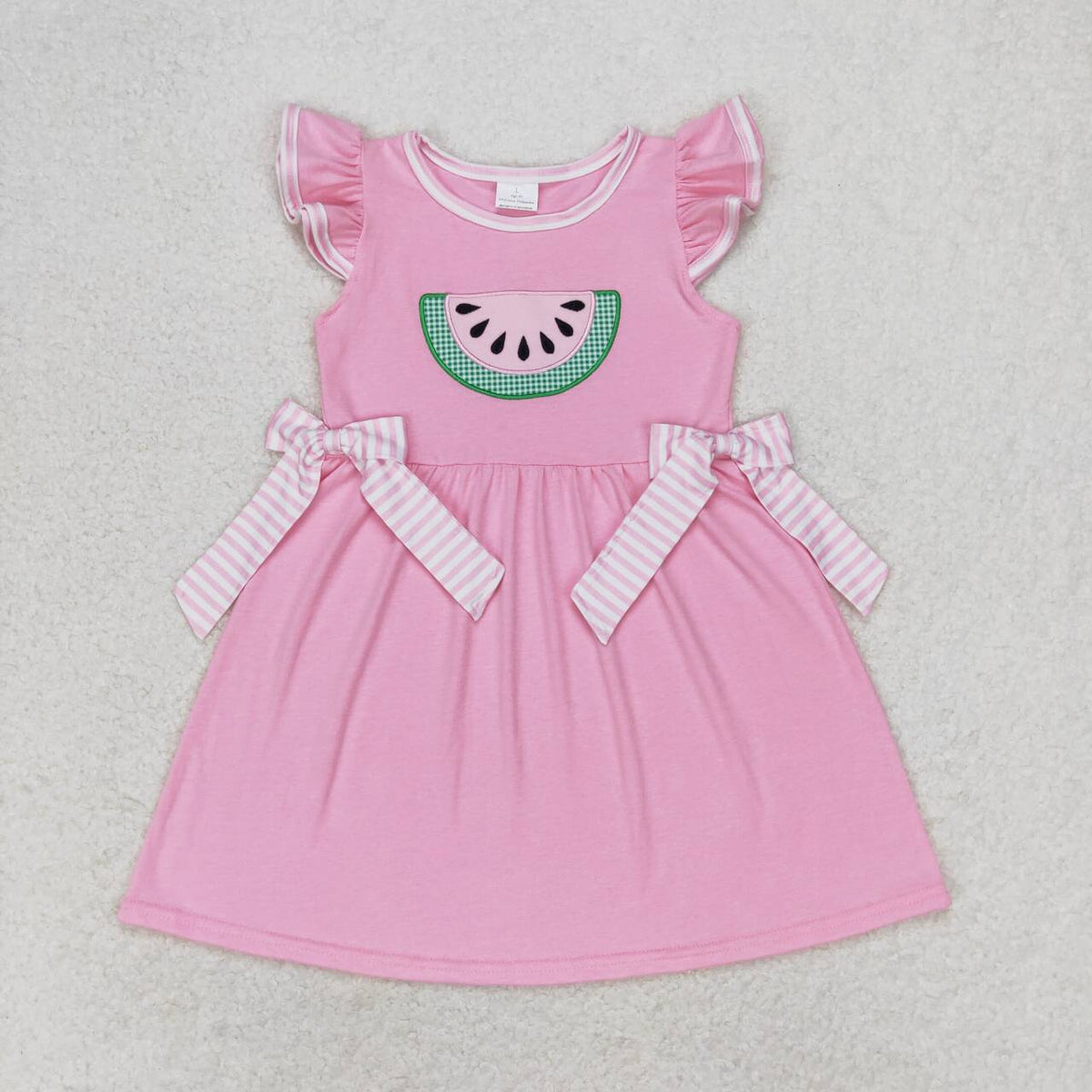 GSD1104 embroidery watermelon pink flutter sleeve girls dress