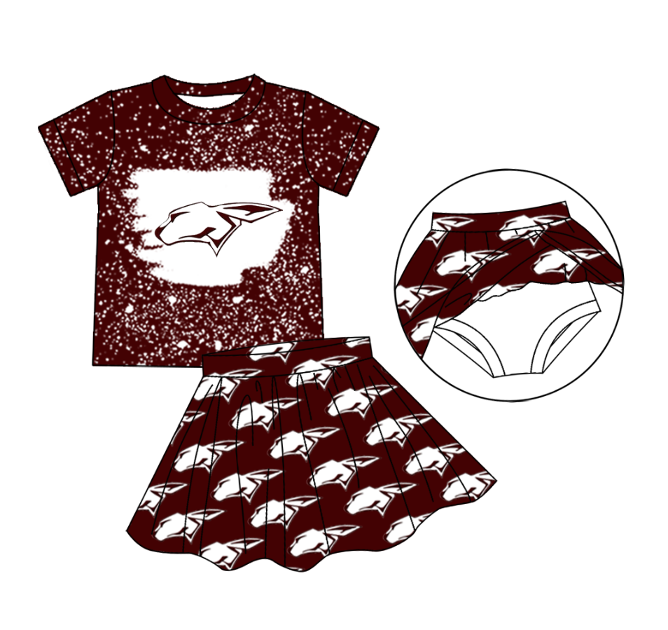 custom moq 3 football team 1 short sleeve skorts girls set