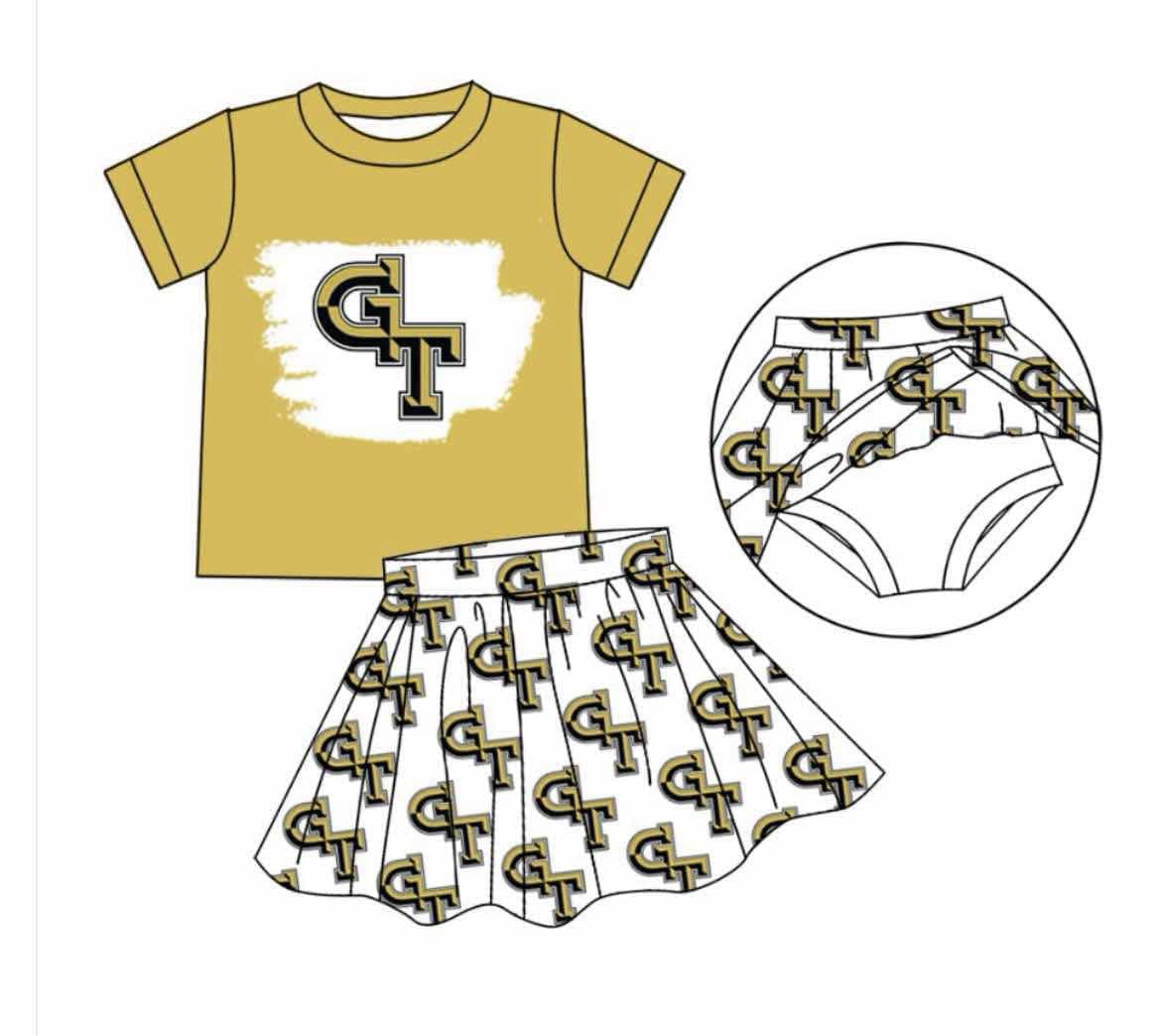 custom moq 3 football team 6 short sleeve skorts girls set