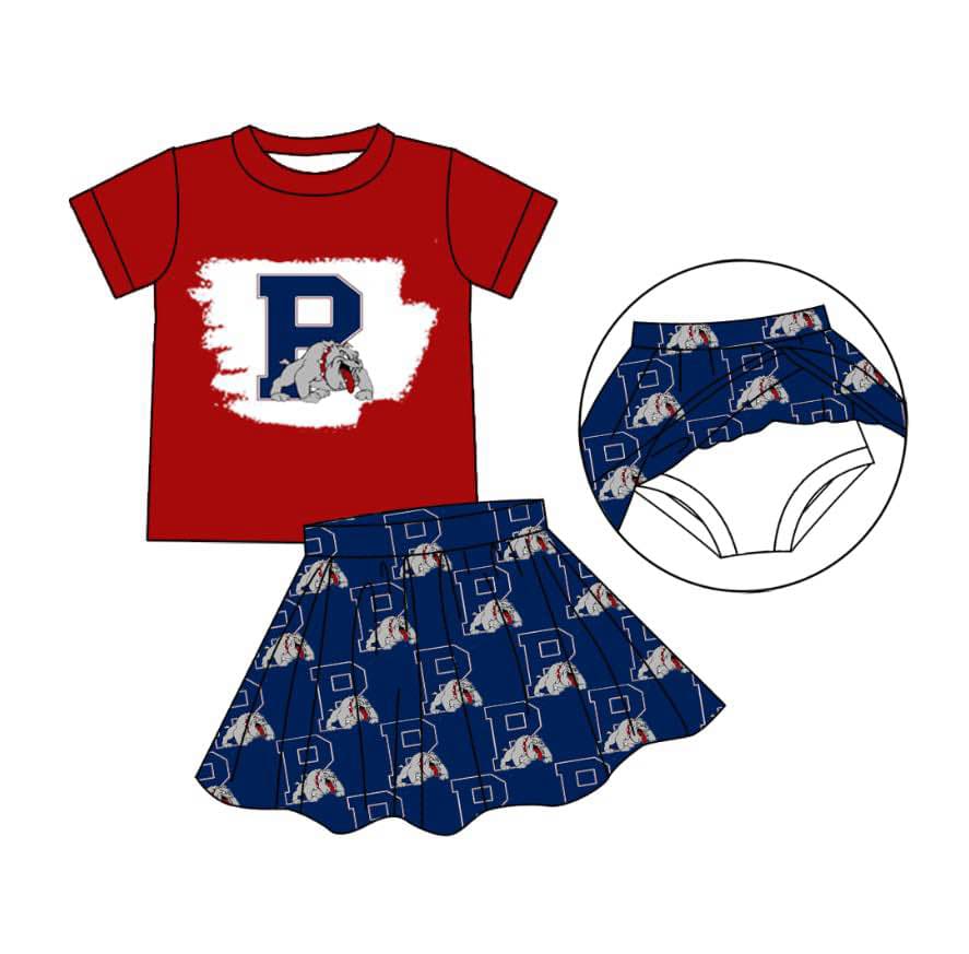 custom moq 3 football team 7 short sleeve skorts girls set