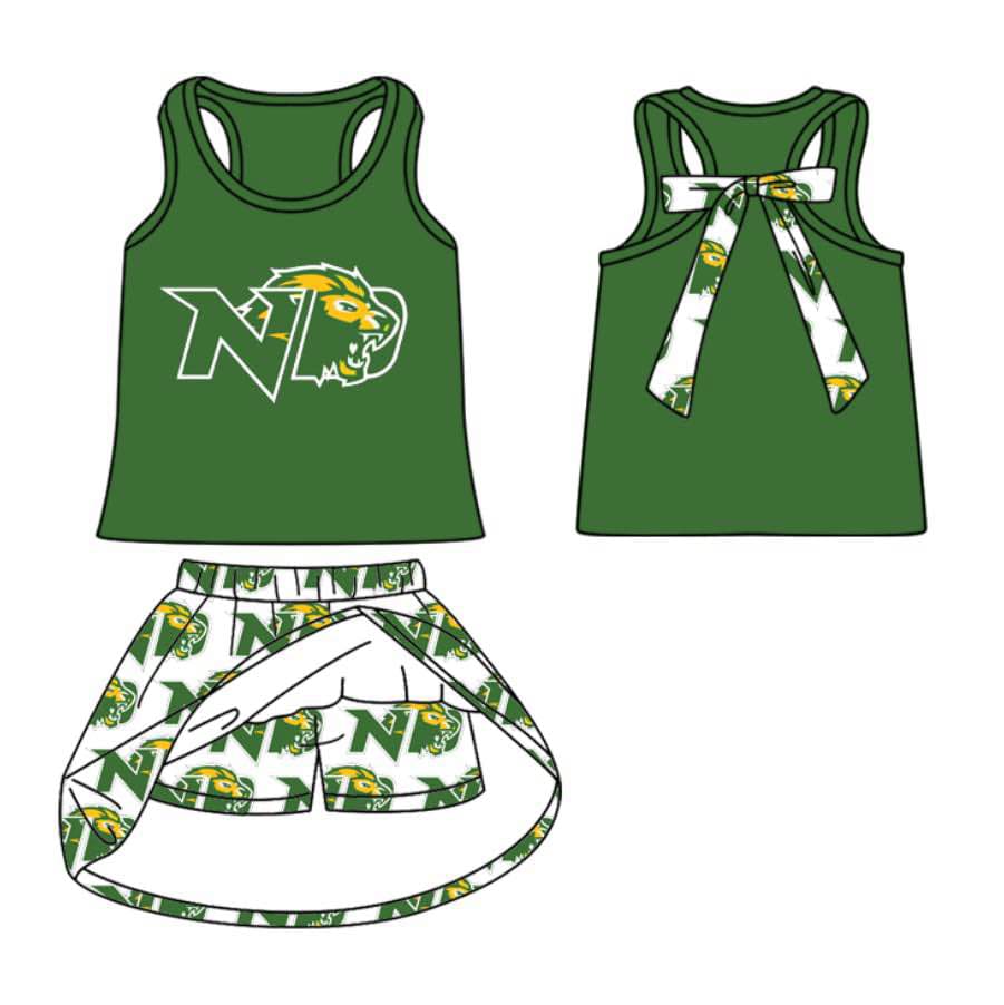 custom moq 3 football team 1 sleeveless with bow skorts girls set