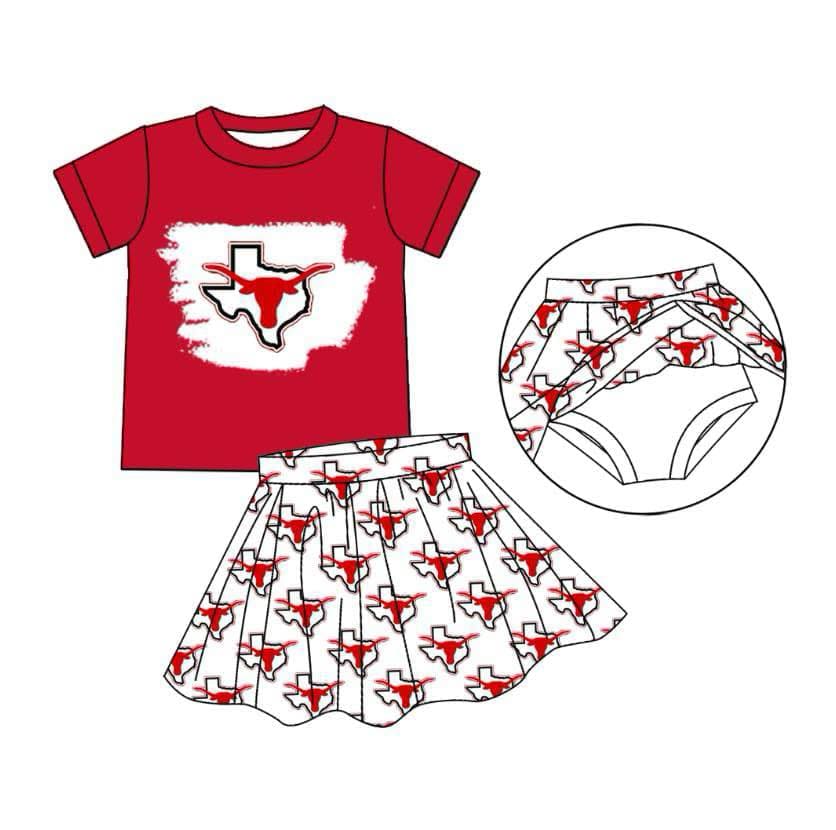 custom moq 3 football team 2 short sleeve skorts girls set
