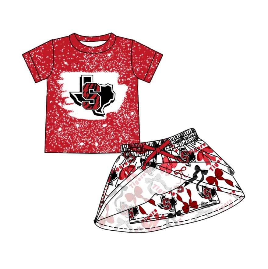 custom moq 3 football team 5 short sleeve skorts girls set