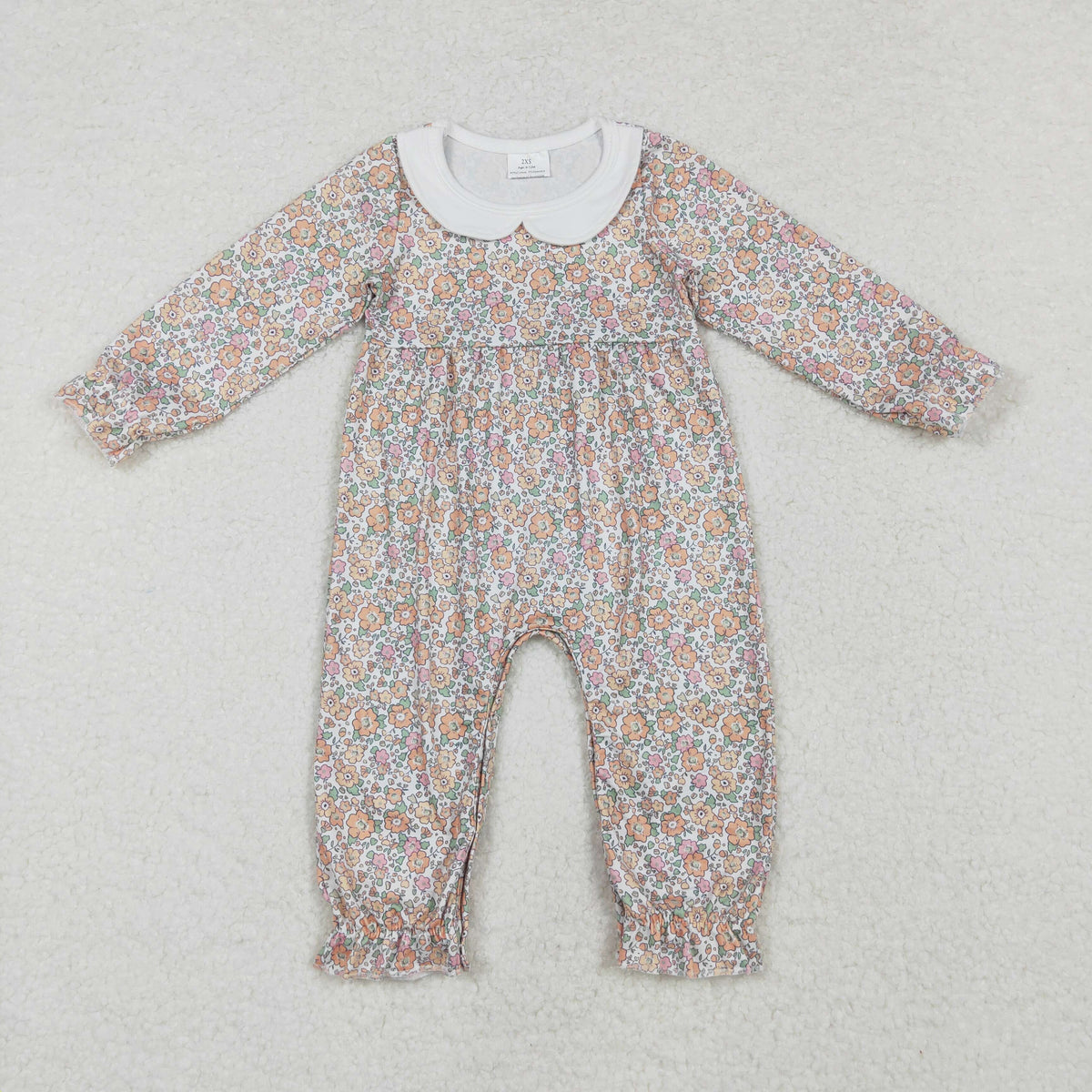 LR1238 colorful flowers pink long sleeve girls romper