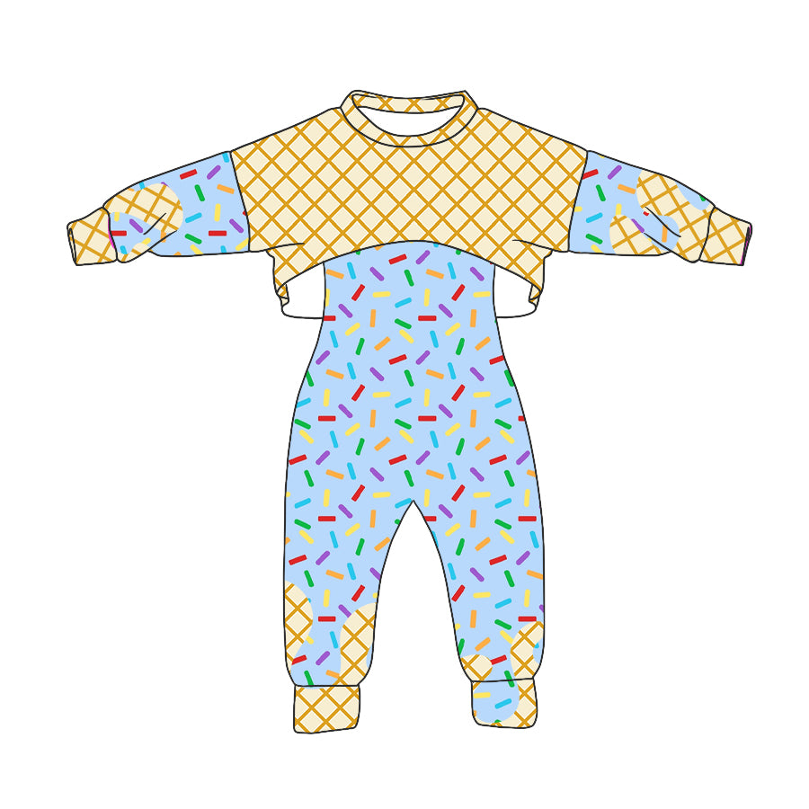 custom moq 3 light blue ice long sleeve jumpsuits 2pc girls set