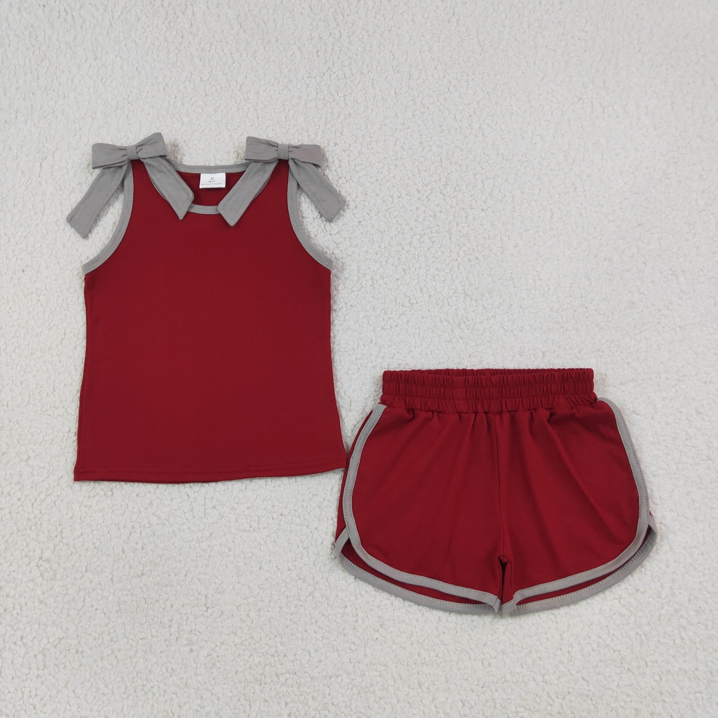 GSSO3820 Maroon Sleeveless Shorts Girls Set