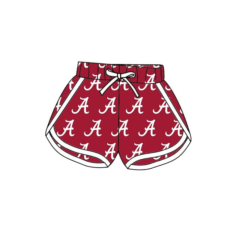 custom S A red girls shorts