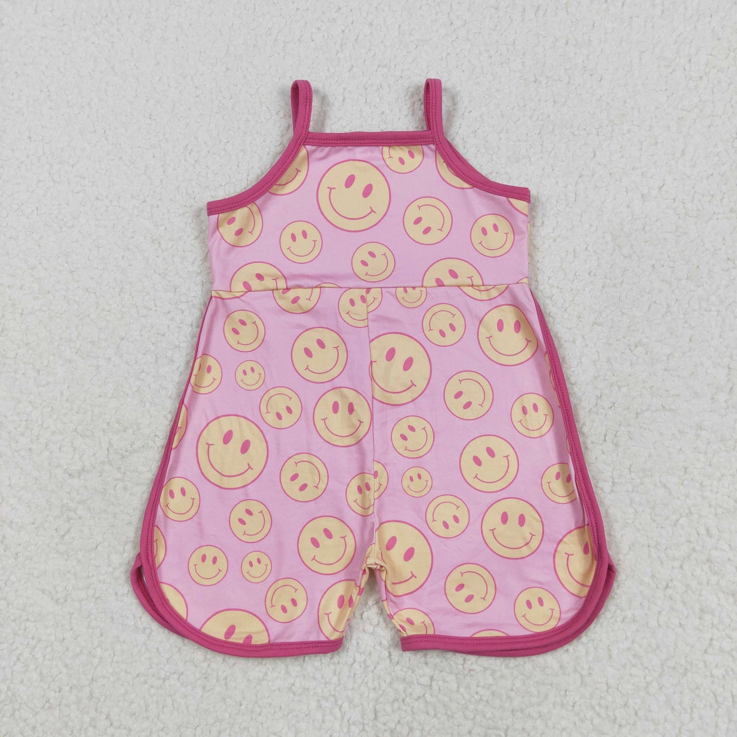 SR3083 Summer cute smile pink girls jumpsuits